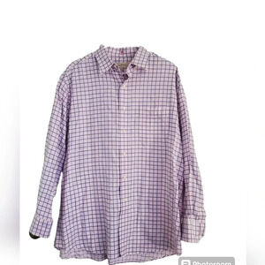 TOMMY BAHAMA BUTTON DOWN PINK & BLUE LONG SLEEVE SHIRT, SIZE 16 1/2 32 - 33